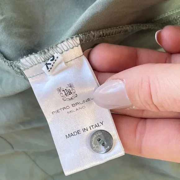 Pietro Brunelli Milano Button Down Maternity Dress Green XS Short Tie Sleeve - Picture 5 of 10